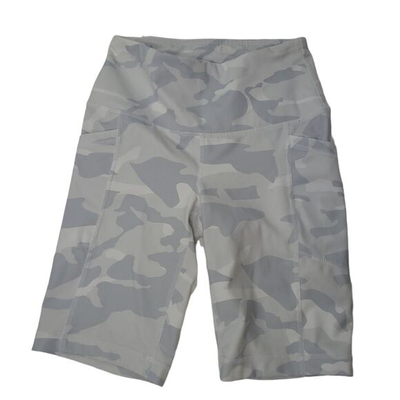 Yogalicious Lux Womens Extra Small Midrise Bike Shorts Gray Camo Spandex - Picture 1 of 8